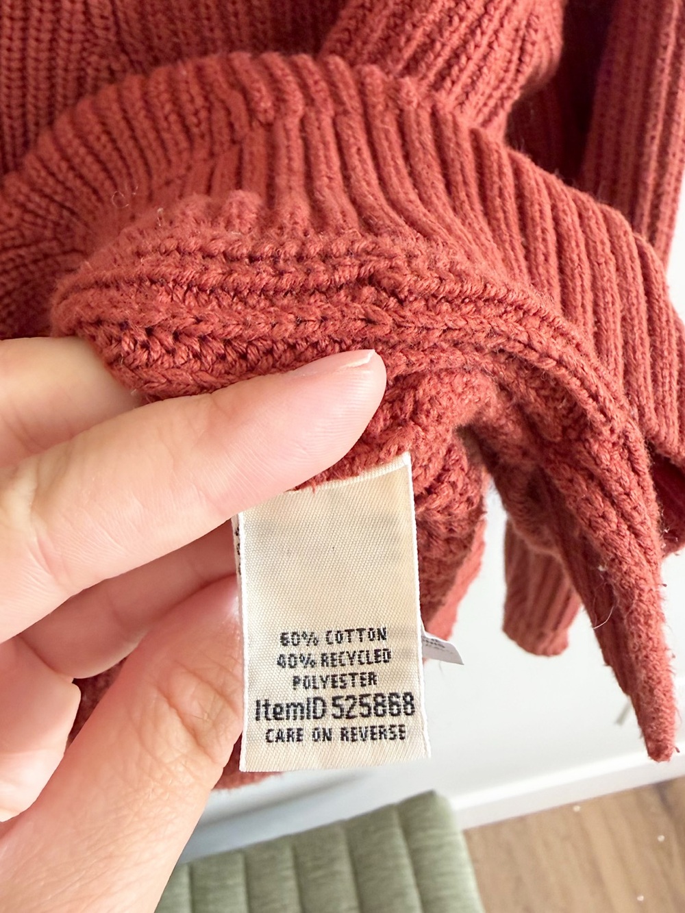 LL Bean Mariner Shaker 1/4 Zip Sweater in Red Chestnut - Picture 5 of 7